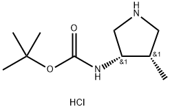 ((3S,4S)-4-甲基吡咯烷-3-基)氨基甲酸叔丁酯盐酸盐 结构式