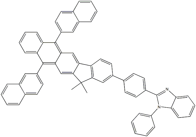 2-(4-(13,13-二苯基-6,11-二(2-萘基)-13H-茚并[1,2-B]蒽)-2-苯基)-1-苯基-1H-苯并[D]咪唑 结构式