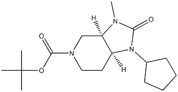 (3aR,7aS)-tert-butyl 1-cyclopentyl-3-methyl-2-oxohexahydro-1H-imidazo[4,5-c]pyridine-5(6H)-carboxylate 结构式