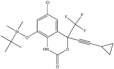 6-Chloro-8-(tert-butyldimethylsilyloxy)-4-(cyclopropylethynyl)-1,4-dihydro-4-(trifluoromethyl)-2H-3,1-benzoxazin-2-one 结构式