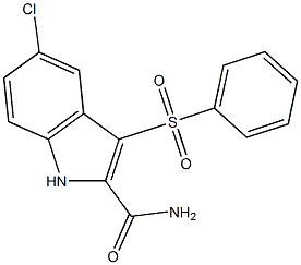 5-chloro-3-(phenylsulfonyl)indole-2-carboxamide 结构式