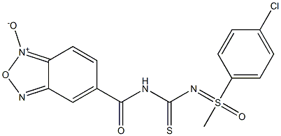 5-{[({[1-(4-chlorophenyl)-1-methyl-1-oxo-lambda~6~-sulfanylidene]amino}carbothioyl)amino]carbonyl}-2,1,3-benzoxadiazol-1-ium-1-olate 结构式