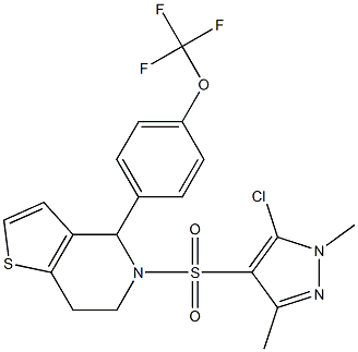 5-[(5-chloro-1,3-dimethyl-1H-pyrazol-4-yl)sulfonyl]-4-[4-(trifluoromethoxy)phenyl]-4,5,6,7-tetrahydrothieno[3,2-c]pyridine 结构式