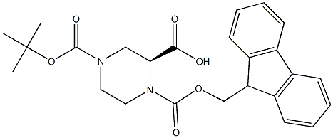 (S)-Piperazine-1,2,4-tricarboxylic acid 4-tert-butyl ester 1-(9H-fluoren-9-ylmethyl) ester 结构式