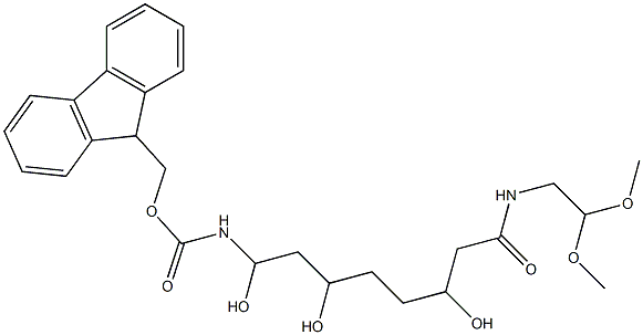 1,1-Dimethoxy-11-[(9-Fluorenylmethyloxycarbonyl)amino]-4-oxo-6,9-trioxa-3-azaundecan 结构式