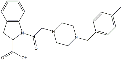 1-{[4-(4-METHYLBENZYL)PIPERAZIN-1-YL]ACETYL}INDOLINE-2-CARBOXYLIC ACID 结构式