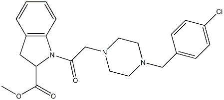 1-{2-[4-(4-CHLORO-BENZYL)-PIPERAZIN-1-YL]-ACETYL}-2,3-DIHYDRO-1H-INDOLE-2-CARBOXYLIC ACID METHYL ESTER 结构式