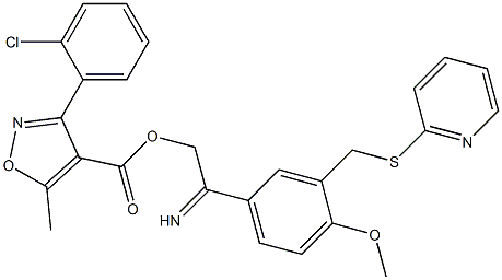 2-({5-[({[3-(2-chlorophenyl)-5-methylisoxazol-4-yl]carbonyl}oxy)ethanimidoyl]-2-methoxybenzyl}thio)pyridine 结构式