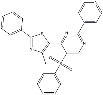 4-(4-methyl-2-phenyl-1,3-thiazol-5-yl)-5-(phenylsulfonyl)-2-(4-pyridinyl)pyrimidine 结构式