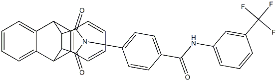 4-[16,18-dioxo-17-azapentacyclo[6.6.5.0~2,7~.0~9,14~.0~15,19~]nonadeca-2,4,6,9(14),10,12-hexaen-17-yl]-N-[3-(trifluoromethyl)phenyl]benzenecarboxamide 结构式