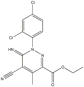 ethyl 5-cyano-1-(2,4-dichlorophenyl)-6-imino-4-methyl-1,6-dihydropyridazine-3-carboxylate 结构式