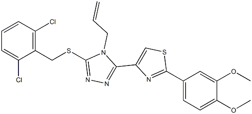 4-allyl-3-[(2,6-dichlorobenzyl)sulfanyl]-5-[2-(3,4-dimethoxyphenyl)-1,3-thiazol-4-yl]-4H-1,2,4-triazole 结构式
