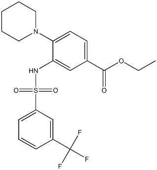 ethyl 4-piperidino-3-({[3-(trifluoromethyl)phenyl]sulfonyl}amino)benzoate 结构式