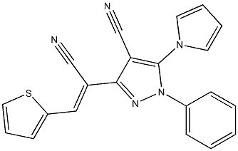 3-[1-cyano-2-(2-thienyl)vinyl]-1-phenyl-5-(1H-pyrrol-1-yl)-1H-pyrazole-4-carbonitrile 结构式