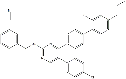 3-({[5-(4-chlorophenyl)-4-(2'-fluoro-4'-propyl[1,1'-biphenyl]-4-yl)-2-pyrimidinyl]sulfanyl}methyl)benzenecarbonitrile 结构式