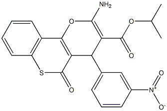 isopropyl 2-amino-4-(3-nitrophenyl)-5-oxo-4H,5H-thiochromeno[4,3-b]pyran-3-carboxylate 结构式