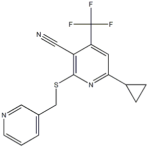 6-cyclopropyl-2-[(3-pyridinylmethyl)sulfanyl]-4-(trifluoromethyl)nicotinonitrile 结构式