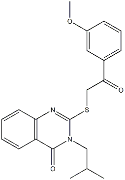 3-isobutyl-2-{[2-(3-methoxyphenyl)-2-oxoethyl]thio}-3,4-dihydroquinazolin-4-one 结构式
