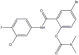 4-bromo-2-[(3-chloro-4-fluoroanilino)carbonyl]phenyl N,N-dimethylcarbamate 结构式