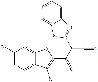 2-(1,3-benzothiazol-2-yl)-3-(3,6-dichlorobenzo[b]thiophen-2-yl)-3-oxopropanenitrile 结构式