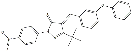 5-(tert-butyl)-2-(4-nitrophenyl)-4-[(E)-(3-phenoxyphenyl)methylidene]-2,4-dihydro-3H-pyrazol-3-one 结构式