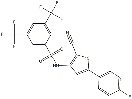 N1-[2-cyano-5-(4-fluorophenyl)-3-thienyl]-3,5-di(trifluoromethyl)benzene-1-sulfonamide 结构式