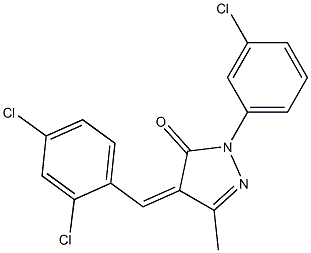 1-(3-chlorophenyl)-4-(2,4-dichlorobenzylidene)-3-methyl-4,5-dihydro-1H-pyrazol-5-one 结构式