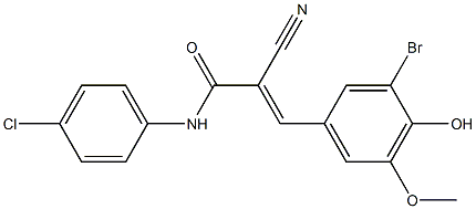 N1-(4-chlorophenyl)-3-(3-bromo-4-hydroxy-5-methoxyphenyl)-2-cyanoacrylamide 结构式