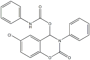6-chloro-2-oxo-3-phenyl-3,4-dihydro-2H-1,3-benzoxazin-4-yl N-phenylcarbamate 结构式