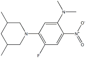 N1,N1-dimethyl-5-(3,5-dimethylpiperidino)-4-fluoro-2-nitroaniline 结构式