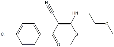 (Z)-2-(4-chlorobenzoyl)-3-[(2-methoxyethyl)amino]-3-(methylsulfanyl)-2-propenenitrile 结构式