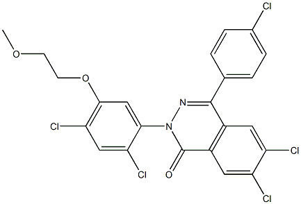 6,7-dichloro-4-(4-chlorophenyl)-2-[2,4-dichloro-5-(2-methoxyethoxy)phenyl]-1(2H)-phthalazinone 结构式