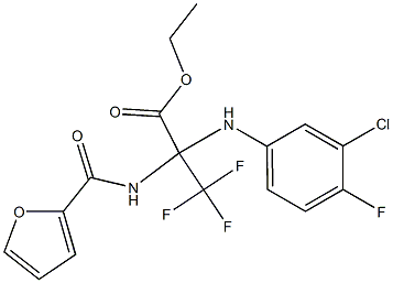 ethyl 2-(3-chloro-4-fluoroanilino)-3,3,3-trifluoro-2-[(2-furylcarbonyl)amino]propanoate 结构式