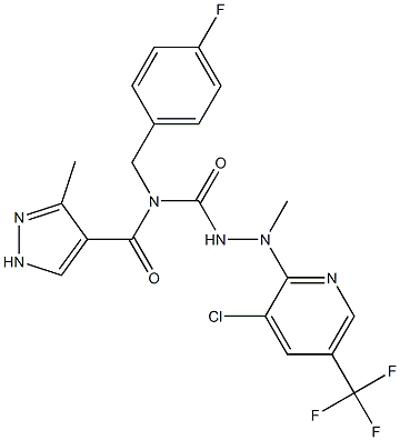 N-({2-[3-chloro-5-(trifluoromethyl)-2-pyridinyl]-2-methylhydrazino}carbonyl)-N-(4-fluorobenzyl)-3-methyl-1H-pyrazole-4-carboxamide 结构式