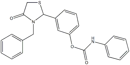 3-(3-benzyl-4-oxo-1,3-thiazolan-2-yl)phenyl N-phenylcarbamate 结构式