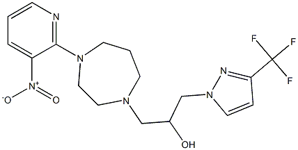 1-[4-(3-nitro-2-pyridyl)-1,4-diazepan-1-yl]-3-[3-(trifluoromethyl)-1H-pyrazol-1-yl]propan-2-ol 结构式