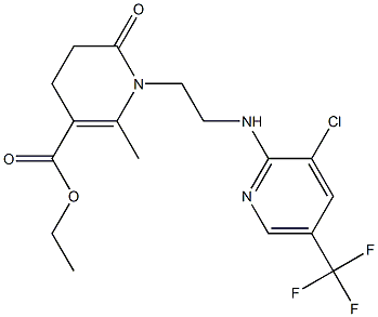 ethyl 1-(2-{[3-chloro-5-(trifluoromethyl)-2-pyridinyl]amino}ethyl)-2-methyl-6-oxo-1,4,5,6-tetrahydro-3-pyridinecarboxylate 结构式