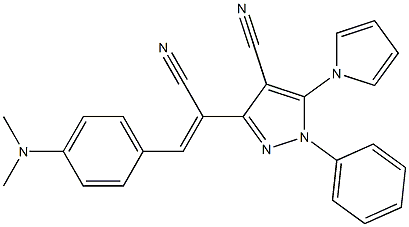 3-{1-cyano-2-[4-(dimethylamino)phenyl]vinyl}-1-phenyl-5-(1H-pyrrol-1-yl)-1H-pyrazole-4-carbonitrile 结构式