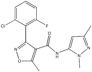 N4-(1,3-dimethyl-1H-pyrazol-5-yl)-3-(2-chloro-6-fluorophenyl)-5-methylisoxazole-4-carboxamide 结构式