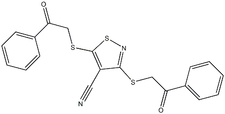 3,5-di[(2-oxo-2-phenylethyl)thio]isothiazole-4-carbonitrile 结构式