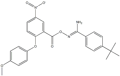 O1-[2-(4-methoxyphenoxy)-5-nitrobenzoyl]-4-(tert-butyl)benzene-1-carbohydroximamide 结构式