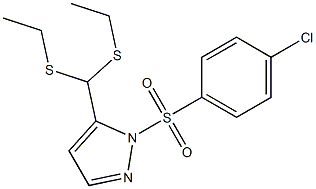 {1-[(4-chlorophenyl)sulfonyl]-1H-pyrazol-5-yl}(ethylsulfanyl)methyl ethyl sulfide 结构式