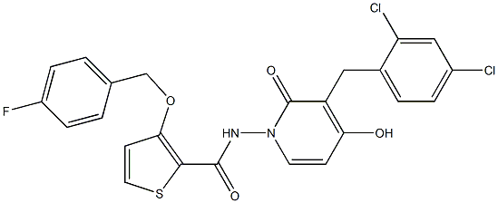 N-[3-(2,4-dichlorobenzyl)-4-hydroxy-2-oxo-1(2H)-pyridinyl]-3-[(4-fluorobenzyl)oxy]-2-thiophenecarboxamide 结构式