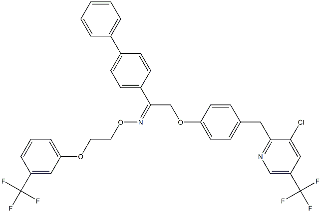 1-[1,1'-biphenyl]-4-yl-2-(4-{[3-chloro-5-(trifluoromethyl)-2-pyridinyl]methyl}phenoxy)-1-ethanone O-{2-[3-(trifluoromethyl)phenoxy]ethyl}oxime 结构式