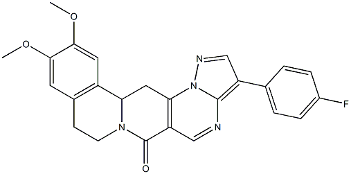 3-(4-fluorophenyl)-11,12-dimethoxy-8,9,13b,14-tetrahydro-6H-pyrazolo[5'',1'':2',3']pyrimido[4',5':4,5]pyrido[2,1-a]isoquinolin-6-one 结构式