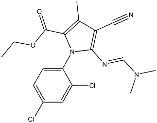 ethyl 4-cyano-1-(2,4-dichlorophenyl)-5-{[(dimethylamino)methylidene]amino}-3-methyl-1H-pyrrole-2-carboxylate 结构式