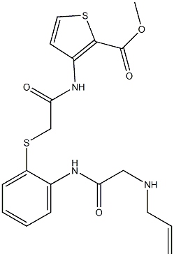 methyl 3-({2-[(2-{[2-(allylamino)acetyl]amino}phenyl)sulfanyl]acetyl}amino)-2-thiophenecarboxylate 结构式