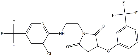 1-(2-{[3-chloro-5-(trifluoromethyl)-2-pyridinyl]amino}ethyl)-3-{[3-(trifluoromethyl)phenyl]sulfanyl}dihydro-1H-pyrrole-2,5-dione 结构式