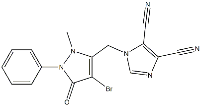 1-[(4-bromo-2-methyl-5-oxo-1-phenyl-2,5-dihydro-1H-pyrazol-3-yl)methyl]-1H-imidazole-4,5-dicarbonitrile 结构式