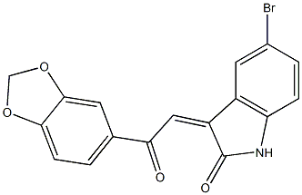 3-[2-(1,3-benzodioxol-5-yl)-2-oxoethylidene]-5-bromoindolin-2-one 结构式